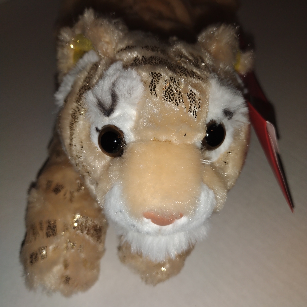 FAO SCHWARZ "Adopt A Pet" GOLD EDITION, Plush Lying Tiger 15" $52 - Picture 6 of 6